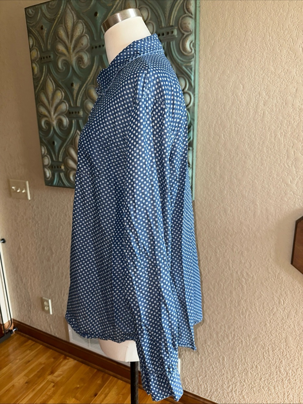 Westbound 100% Cotton Polka Dot Popover Tunic Shirt Blue White Women’s XL - Picture 3 of 11